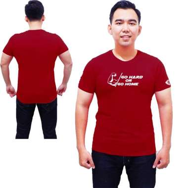 Kaos Gym Fitnes Pria Go Hard or go home bodyfit L