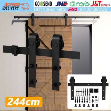 Pintu Geser Barn Door Pintu Sliding Besi Rel Pintu Geser Door Track 1.83M