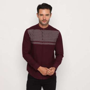 Platini Kemeja Koko Pria Lengan Panjang Katun Maroon 961194 L