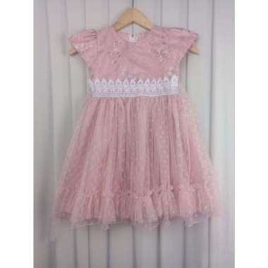 Dress Anak Perempuan dengan Brokat untuk Pesta dan Kondangan/Baju Pesta Anak Perempuan Brokat Lucu/Gaun Anak Perempuan Brokat 9-10 tahun Dusty