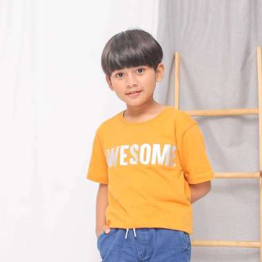 Tshirt/ Kaos Anak Laki Kuning/ Rodeo Junior Neon Print 6-7 tahun