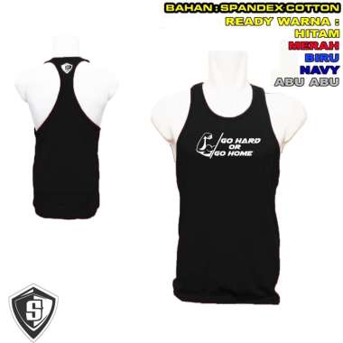 Singlet tali kecil fitnes pria Go hard or go home M