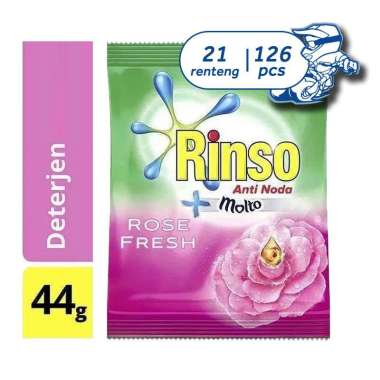 Promo Harga RINSO Anti Noda Deterjen Bubuk + Molto Pink Rose Fresh 44 gr - Blibli