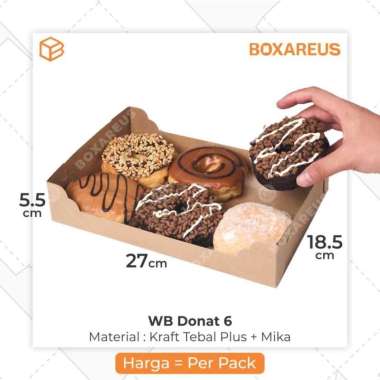 Box Donat isi 6 | Dus Donat Laminasi | Kotak Mika | WB DONAT6 BROWN