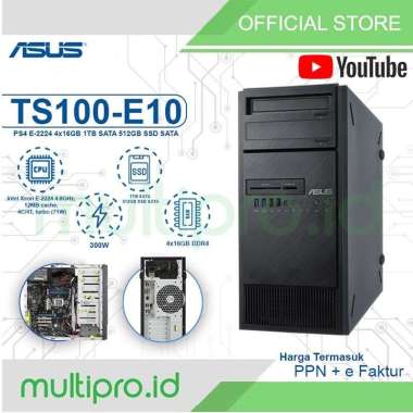 Server Asus TS100-E10/PI4 E-2224 4x16GB 1TB SATA 512GB SSD SATA