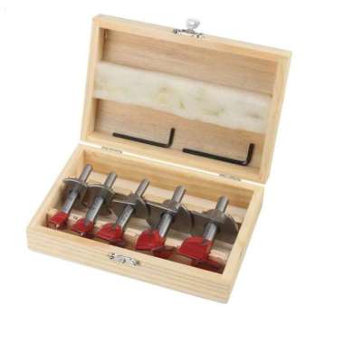 Kodenki Forstner Stopper Drill Bit TCT Set 5Pcs Mata Bor Kayu Engsel