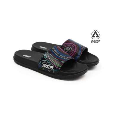 Aerostreet 39-44 Volt Hitam Hitam - Sandal Sendal Selop Slip On Casual Pria Wanita Aero street BAAAA
