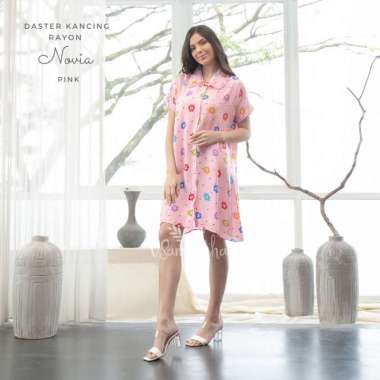 Dress Rayon Kancing Motif Novia Novia Pink