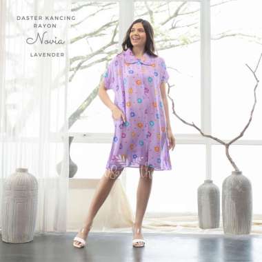 Dress Rayon Kancing Motif Novia Novia Lavender