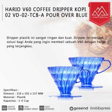 HARIO V60 COFFEE DRIPPER KOPI JUICEE 02 VD-02-TCB-A POUR OVER BLUE - LORENA