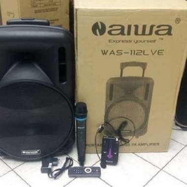 Speaker aktif portable bluetooth 12 inch aiwa 112lve 2 mic wireless