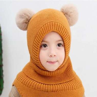 Yellow Bluelans Cute Baby Boys Girls Warm Soft Winter Knitting Cap Ear Protector Hat Ball Decor 
