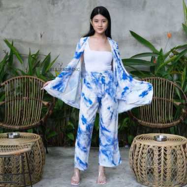 ELLIPSESINC Set Cardigan Tie Dye / Kardigan Tie Dye / Setelan Cardigan Tie Dye L BLUE