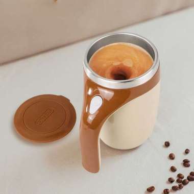 Gelas Aduk Otomatis Self Stirring Cangkir Minim Cup USB Recharge Mug Lucu Stainless Minimalis 380 ml