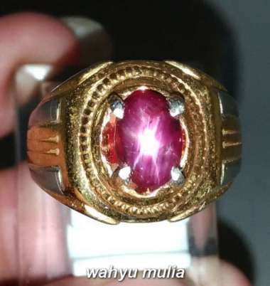 Cincin Batu Permata Merah Ruby Star Asli (Kode 1808) Merah keunguan
