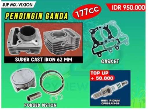 Blok Bore Up 62 mm Mx King Vixion R15 Xabre BRT Iron Casting PLUS BUSI