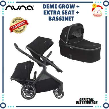 Bundle Stroller Nuna Demi Grow + Extra Seat (Aspen,Caviar,Frost) +SEAT, BASSINET
