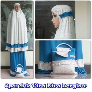 GROSIR MUKENA TERMURAH SPANDEK DEWASA VINA ( BIRU TUA )