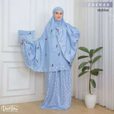 mukena bali rayon jumbo zaenab skyblue