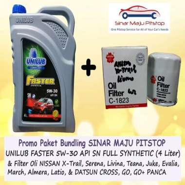 Paket Bundling Oli Mobil UNILUB FASTER 5W-30 SN Original 4 Liter & Filter Oli DATSUN GO (HATCHBACK)