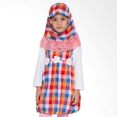 4 You Moslem Plaid Dress Muslim Anak - Orange