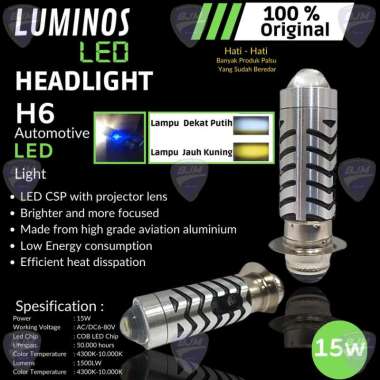 REDCAR Lampu Depan Motor LED Headlamp High Low Beam 2 Color Light H4 - P15  - Black 