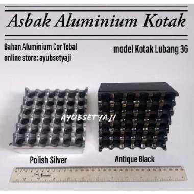 Asbak Lubang 36 Kotak aluminium Hole 36 antik asbak Hotel meja kafe Polish Silver