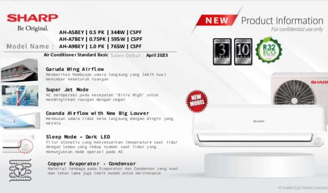 AC SHARP AH-A7BEY NEW 3/4PK + PASANG DEPOK AC + MATERIAL