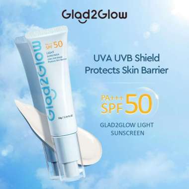 Glad2Glow Blueberry Moisturizer Cream 5x Ceramide Skin Barrier Repair + Light Sunscreen Gel UV SPF50