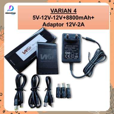 DC Mini UPS Portable untuk CCTV Wifi Router USB 5V/9V/12V 5V/12V/12V with Adaptor 12V 2A 5V-12V-12V+