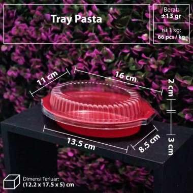Isi 50pcs Tray Spaghetti Mika Oval Box makanan Warna Hitam / Merah + Tutup wadah kemasan plastik mie