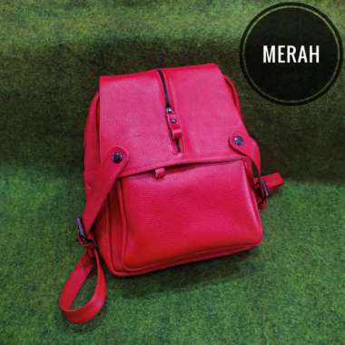 Bossindo Tas Ransel Wanita / Gendong Kulit Asli Made in Garut 100% original - Merah