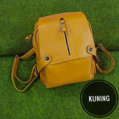 Bossindo Tas Ransel Wanita / Gendong Kulit Asli Made in Garut 100% original - Kuning