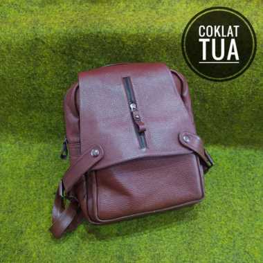 Bossindo Tas Ransel Wanita / Gendong Kulit Asli Made in Garut 100% original - Cokelat