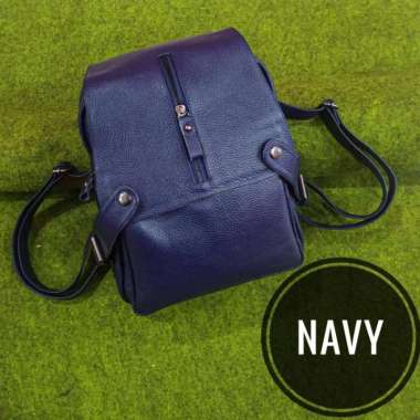 Bossindo Tas Ransel Wanita / Gendong Kulit Asli Made in Garut 100% original - Biru