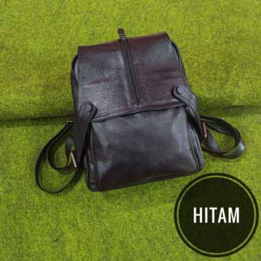 Bossindo Tas Ransel Wanita / Gendong Kulit Asli Made in Garut 100% original - Hitam