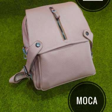 Bossindo Tas Ransel Wanita / Gendong Kulit Asli Made in Garut 100% original - Moca
