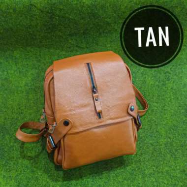 Bossindo Tas Ransel Wanita / Gendong Kulit Asli Made in Garut 100% original - Tan