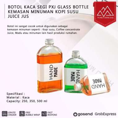 Botol Kaca Segi PXJ Glass Bottle Kemasan Minuman Kopi Susu Juice Jus 500ml