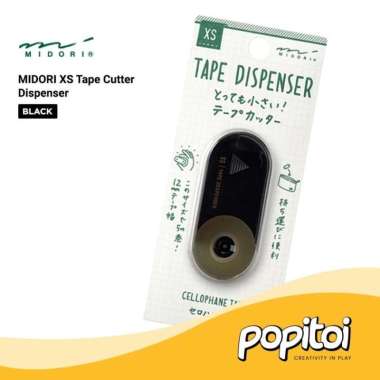 MIDORI XS Tape Cutter Dispenser Pemotong Isolasi Selotip Mini Black
