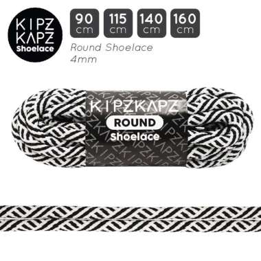 KIPZKAPZ RS73 Tali Sepatu Bulat / Round Shoelace [4mm] 140 cm White with Black Tribal Pattern