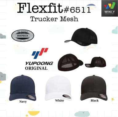 Topi Flexfit 6511 Trucker Mesh Built Up Yupoong ORIGINAL