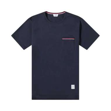 Thom Browne Medium Weight Jersey Pocket T-Shirt Navy 4 Grey