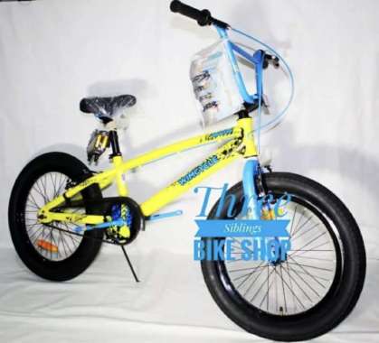 SEPEDA BMX WIMCYCLE THRASHER WARNA YELLOW BLUE 20 INCH