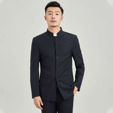 Jas koko Pria Mandarin Slimfit Casual Jasko Hitam M