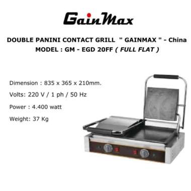 GAINMAX GM EGD 20FF Full Flat Contact Grill Panini Grill Double Pan