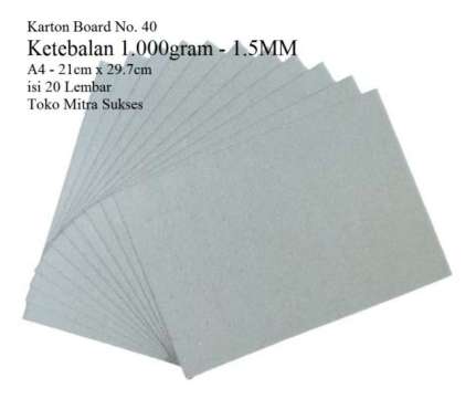karton board abu abu a4 no 40 ketebalan 1.5mm Multicolor