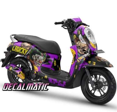 Decal Full body dan stiker Dashboard Scoopy All Type - Chucky Seram Ungu