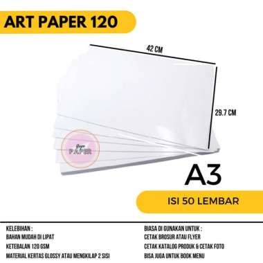 kertas art paper a3 120 gsm / art paper a3 120 gr - harga 50 lembar Multicolor
