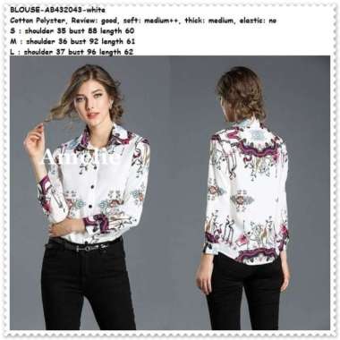 Baju Atasan Kemeja Putih Lengan Panjang Tunik Blouse Korea Import Multicolor
